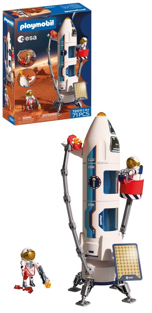 PLAYMOBIL Space ESA Mars research rocket | Modular rocket with launch pad and 2 astronauts | High quality space toy set | For children aged 4 and over | 72011