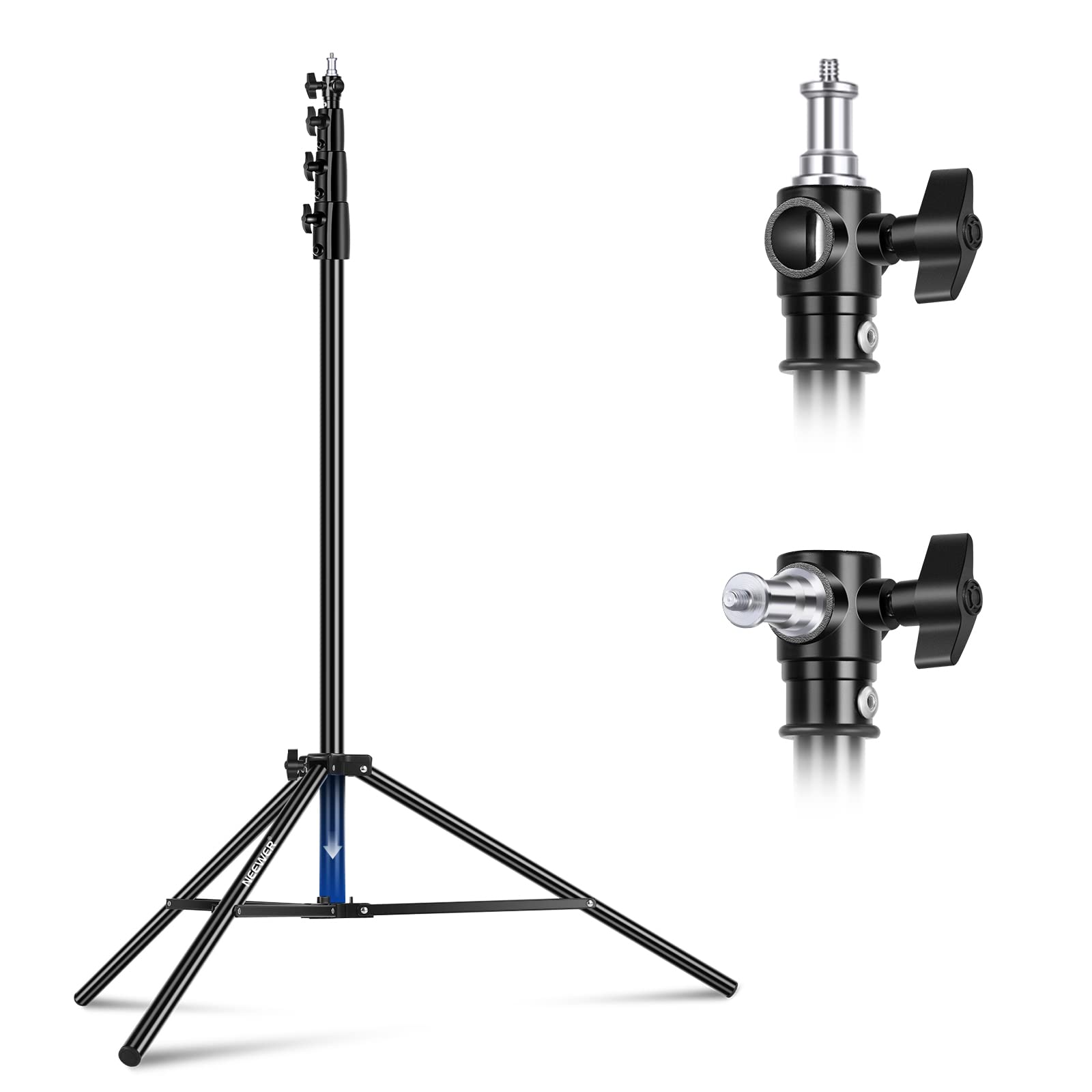 NEEWER 4m light stand, air-cushioned heavy duty metal tripod for ring light photography lamps with 1/4" to 3/8" screw adapter and 3-way interfaces, load capacity: 3kg, ST-400AC