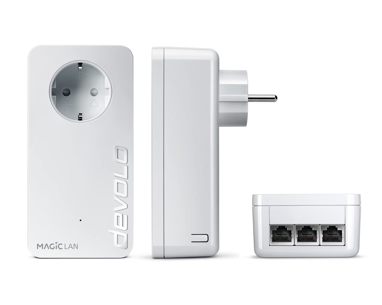devolo Magic 2 Triple Starter Kit, Powerline Adapter, up to 2,400 Mbit/s, 3x Gigabit ports, ideal for gaming, dLAN 2.0, white - 8549