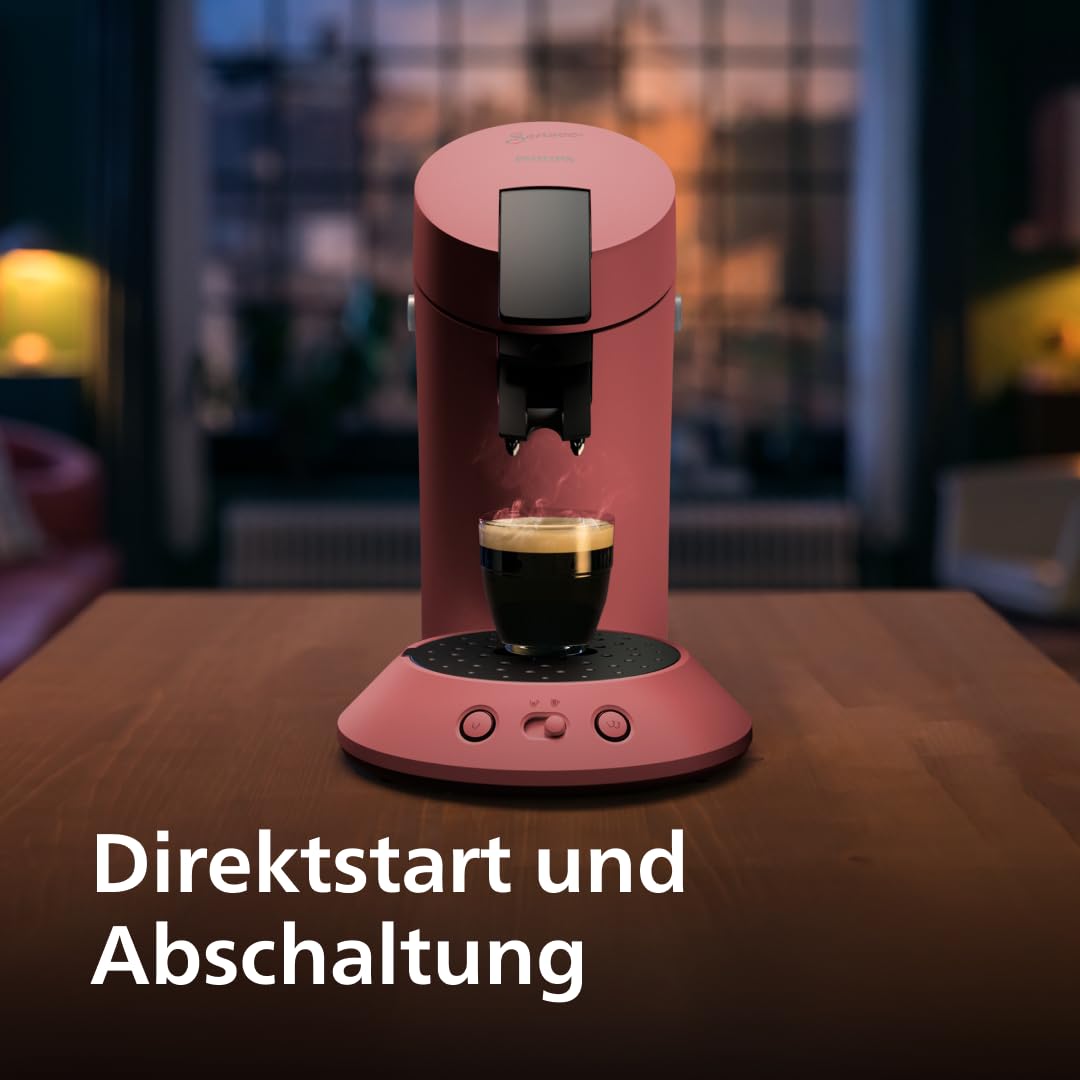 Philips Senseo Original Plus coffee pod machine, coffee strength selection, Coffee Boost technology, recycled plastic, soft red (CSA210/35)