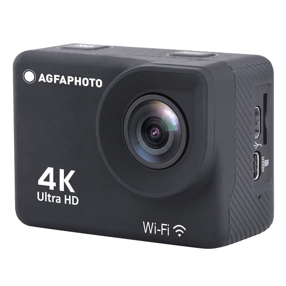 AgfaPhoto - Cameră sport - AC9000 - Real 4K 30FPS, stabilizare EIS, unghi larg de 170°, carcasă impermeabilă până la 30m - WiFi - 18 accesorii incluse