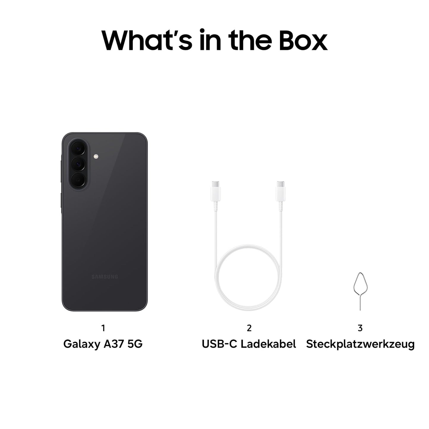 Samsung Galaxy A37 5G, Slim AI smartphone, Awesome Intelligence, 128 GB storage space, 50 MP wide-angle camera, Up to 2 days battery life, IP68, Awesome Charcoal, 2.5 year manufacturer's warranty