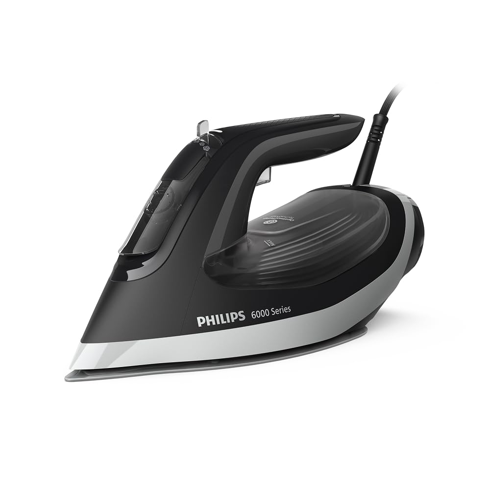 Philips 6000 Series steam iron - guaranteed without burn marks thanks to OptimalTEMP, 190g steam boost, 45g continuous steam, SteamGlide Plus soleplate, drip stop, automatic switch-off (DST6120/80)