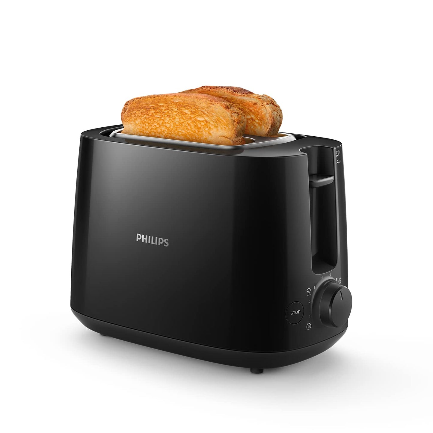 Philips toaster - 2 toast slots, 8 levels, bun attachment, defrost function, lift function, automatic switch-off, black (HD2581/90)