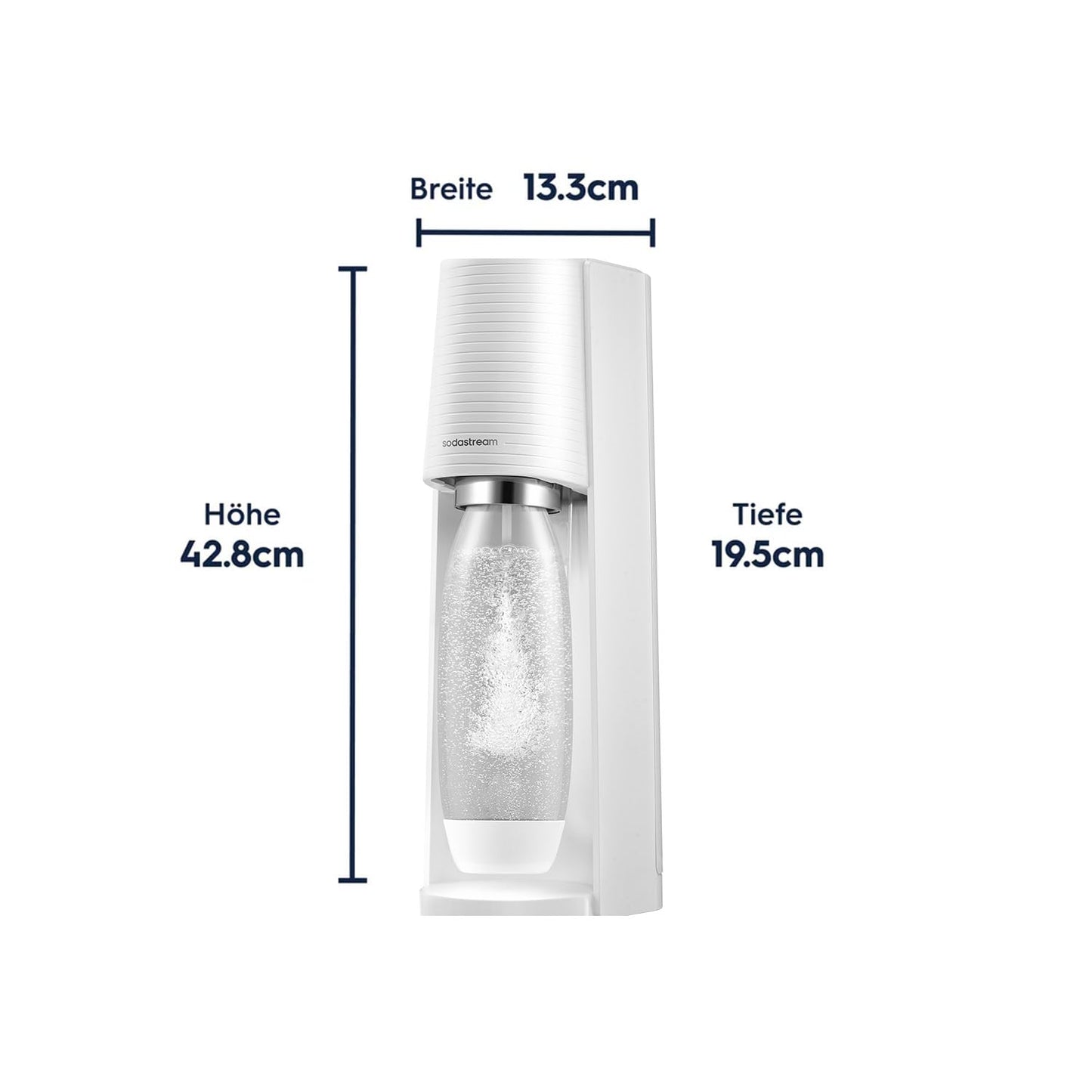 Sodastream water soda maker Terra White Value Pack x 3 with 2 x 1L bottles and 1 x 1/2L bottle dishwasher safe and 1 x CO2 Quick Connect cylinder for up to 60L - 2270213