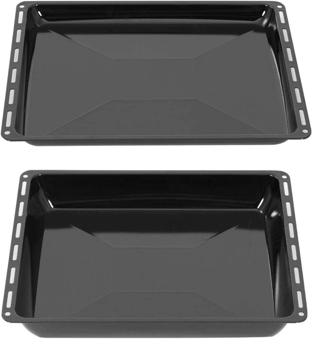 ICQN baking tray set of 2 46.5 × 37 × 3 & 6 cm, compatible with Siemens, Bosch, Beko, Constructa, Neff & Amica, enameled baking trays for ovens and stoves - icqn-bsh-backblech-30-60-set