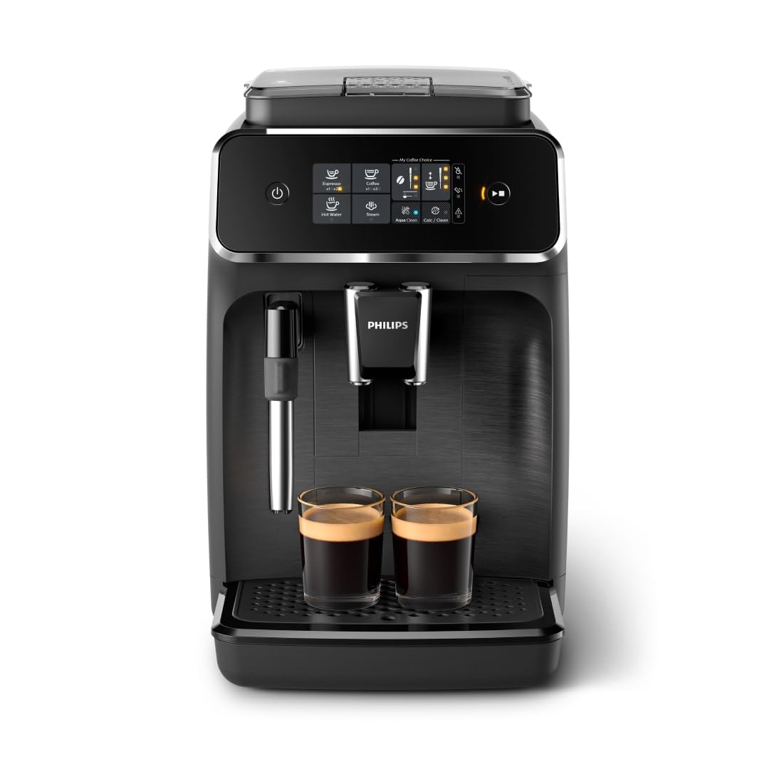 Philips 2200 Series fully automatic coffee machine - 2 coffee specialties, touch display, classic milk frother, ceramic grinder, matt black (EP2220/10)