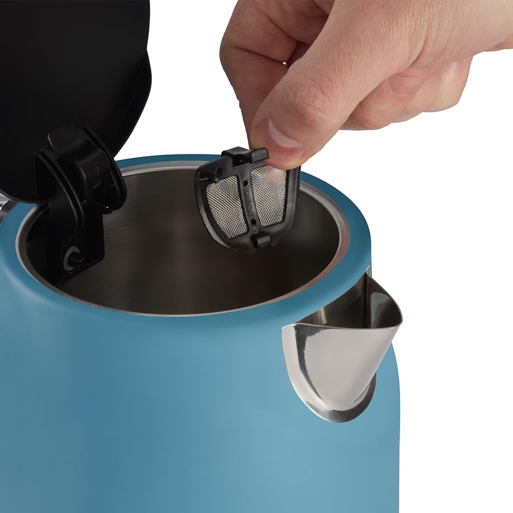 Russell Hobbs Hanley Retro Kettle, 1.7 l, 2400 Watt, Stainless Steel, Blue - 28641-70