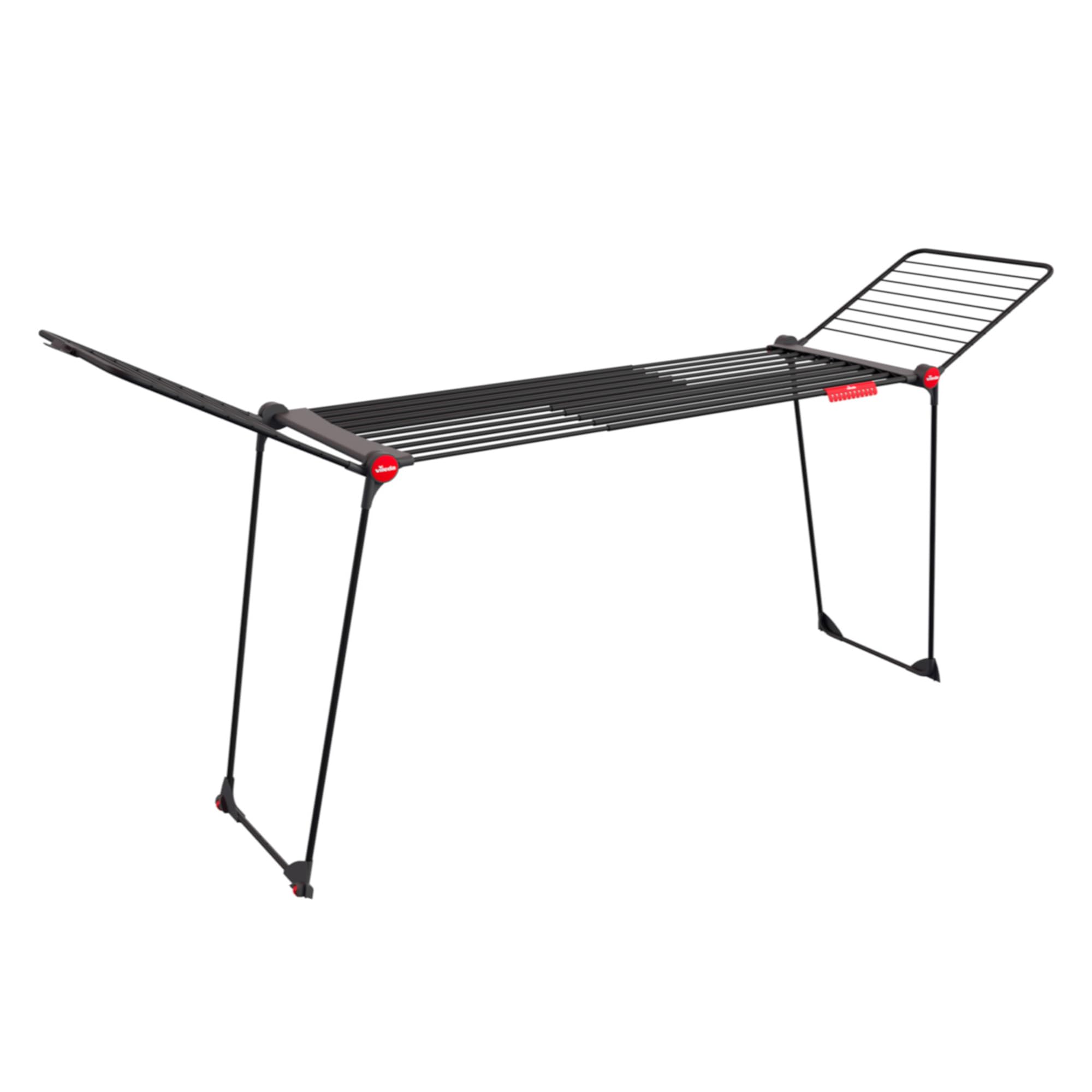 Vileda Infinity Flex Ultimate Drying Rack Black Edition | Extendable black telescopic frame, XXL drying rods | Foldable & pre-assembled - fewer marks for large textiles | Comfort pack - 178871