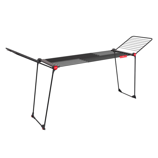 Vileda Infinity Flex Ultimate Drying Rack Black Edition | Extendable black telescopic frame, XXL drying rods | Foldable & pre-assembled - fewer marks for large textiles | Comfort pack - 178871