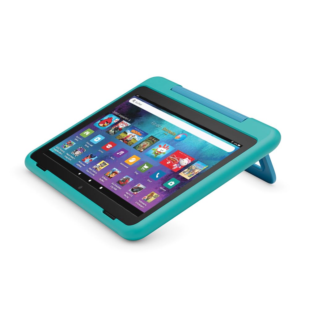 Amazon's new child-friendly case for the Fire HD 8 tablet (only suitable for 12th generation tablets), teal - 53-036068