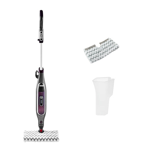 Shark automatic Klik n' Flip steam cleaner for hard floors with intelligent steam control, Steam-Blaster, featuring 2 washable cleaning pads, 350 ml capacity, 6m cable, Gray/Bordeaux S6003EU
