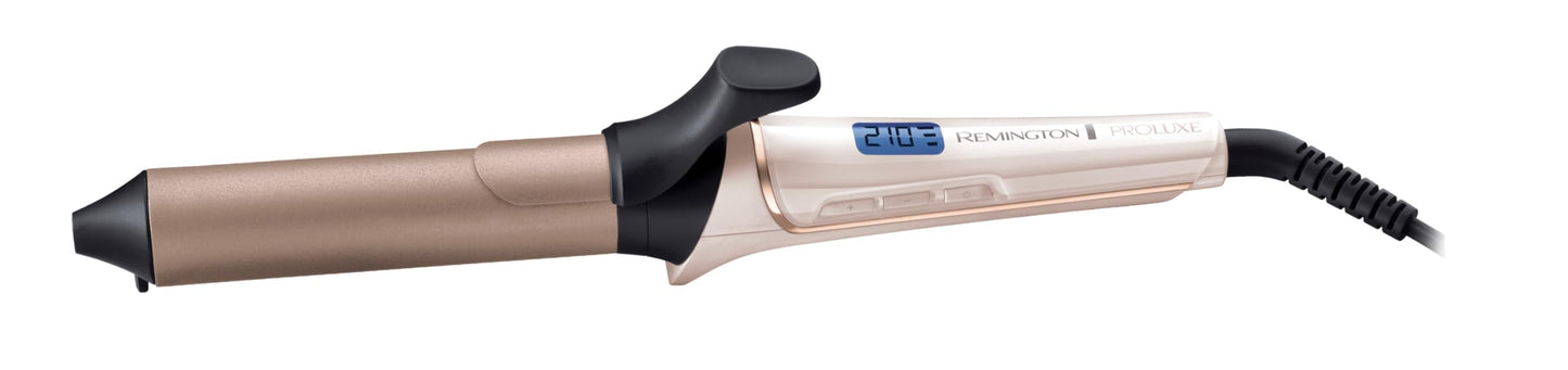 Remington curling iron large curls [32mm] PROluxe Digital (OPTIheat technology, Grip-Tech ceramic coating) -LCD display up to 210°, gentle waves for fine to strong hair, black/brown, CI9132