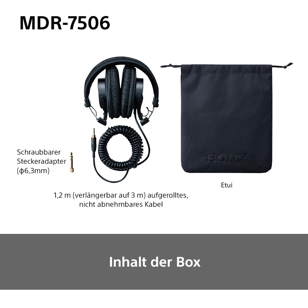 Sony MDR-7506 Closed-Back Wired Studio Monitor Headphones 10Hz-20kHz - MDR7506