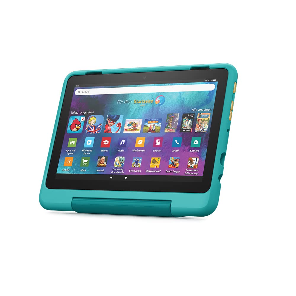 Child-friendly case from Amazon for the Fire HD 8 tablet (only compatible with 12th generation, 2022), teal - 53-028589