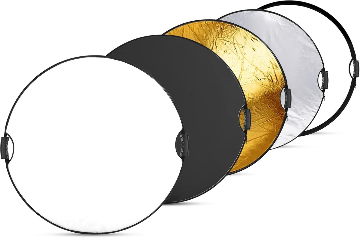 NEEWER 32"/80cm light reflector with handle with 3/8" thread, 5 in 1 folding disc light diffuser translucent/silver/gold/white/black for photo lighting, outdoor lighting, RF-80II