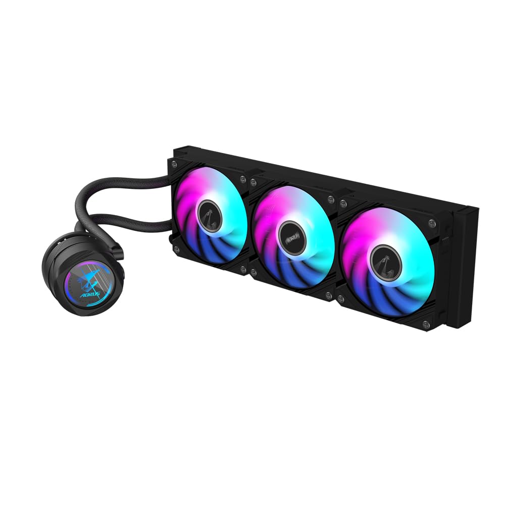 GIGABYTE AORUS WATERFORCE II 360 AIO Liquid CPU Cooler - 3x120mm ARGB Fans, slide-in locking mechanism, daisy-chain, compatible with Intel LGA 1851 and AMD AM5 - GP-AORUS