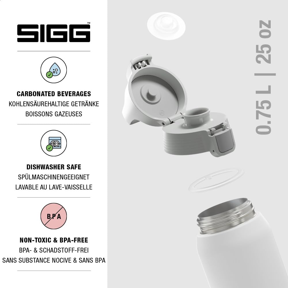 SIGG - Insulated drinking bottle - Thermos bottle Shield Therm One White carbonated drinks - Leak-proof - Dishwasher safe - BPA-free - 90% recycled stainless steel - White - 0.75L - 6053.20