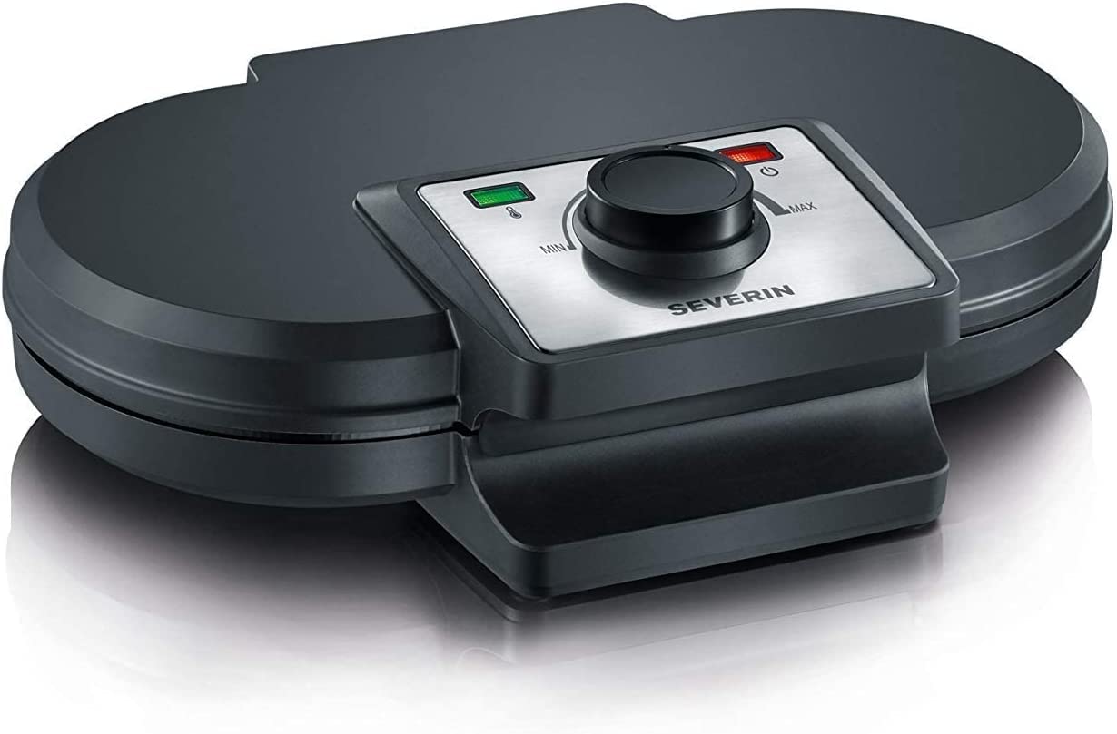 SEVERIN duo waffle iron, non-stick coated double waffle iron for two classic heart waffles, heart waffle iron in slim design, approx. 1,200 W power, black, WA 2106