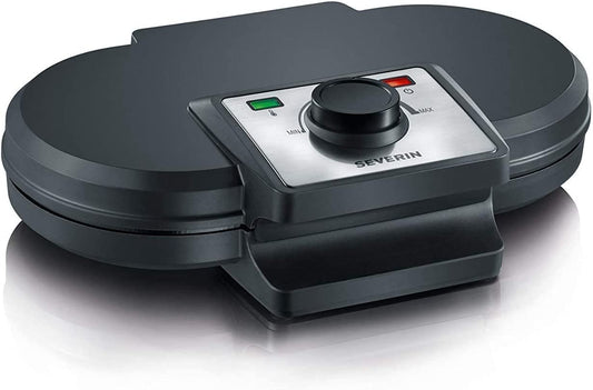 SEVERIN duo waffle iron, non-stick coated double waffle iron for two classic heart waffles, heart waffle iron in slim design, approx. 1,200 W power, black, WA 2106