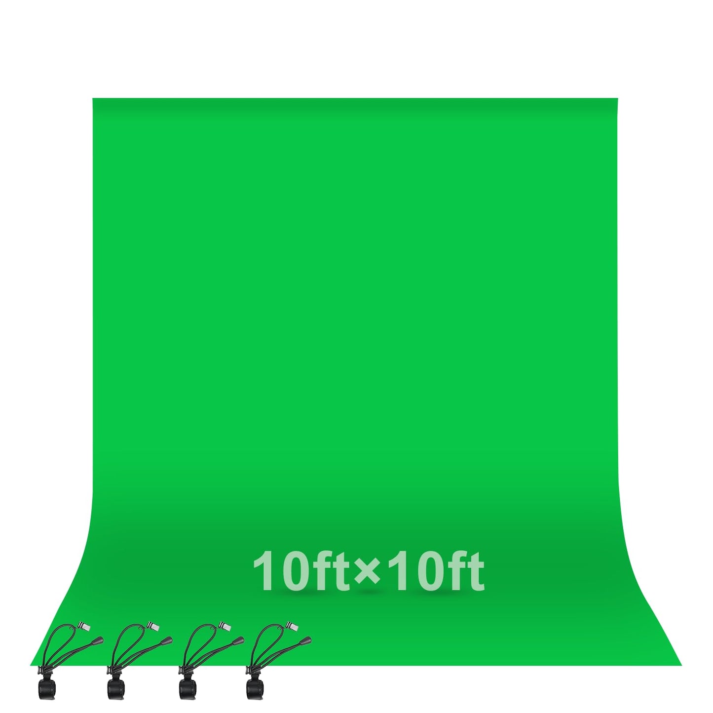 EMART 3x3m Green Screen Green Background Polyester Green Chromakey Green Screen Foldable with 4 Clip for Photography, Zoom, Interviews, Live Stream - EM-P1010-G