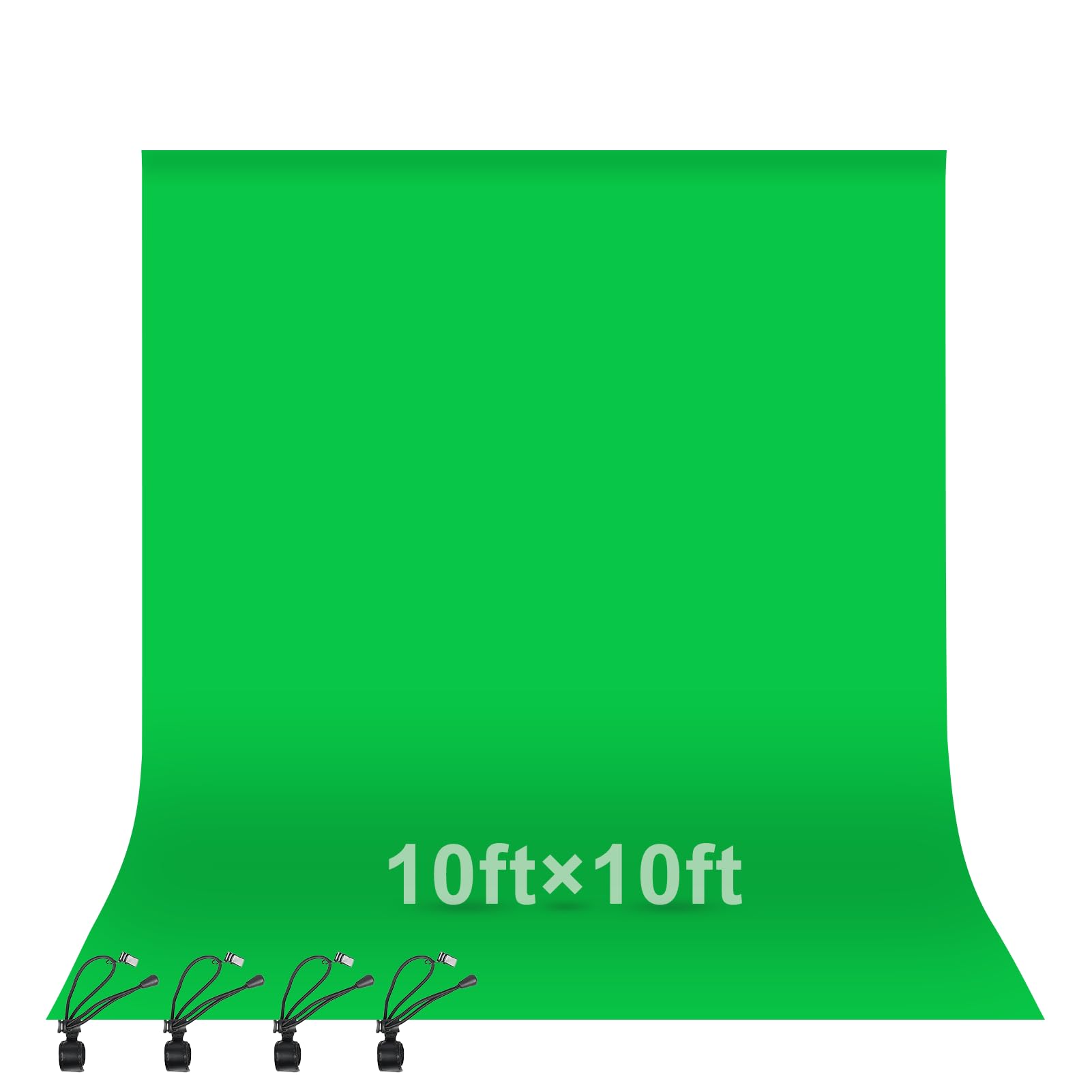 EMART 3x3m Green Screen Green Background Polyester Green Chromakey Green Screen Foldable with 4 Clip for Photography, Zoom, Interviews, Live Stream - EM-P1010-G