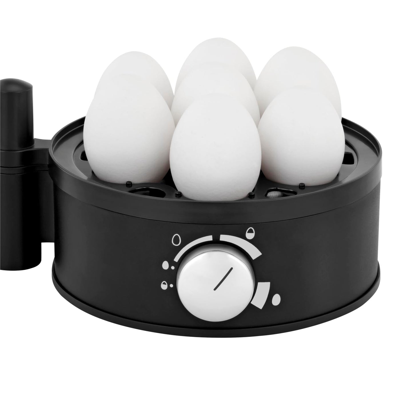 WMF Stelio egg cooker made of stainless steel, 1-7 eggs, newly developed technology for well-boiled eggs soft-medium-hard, easy hardness adjustment, 380 W power, including measuring cup with egg pick - 415070011