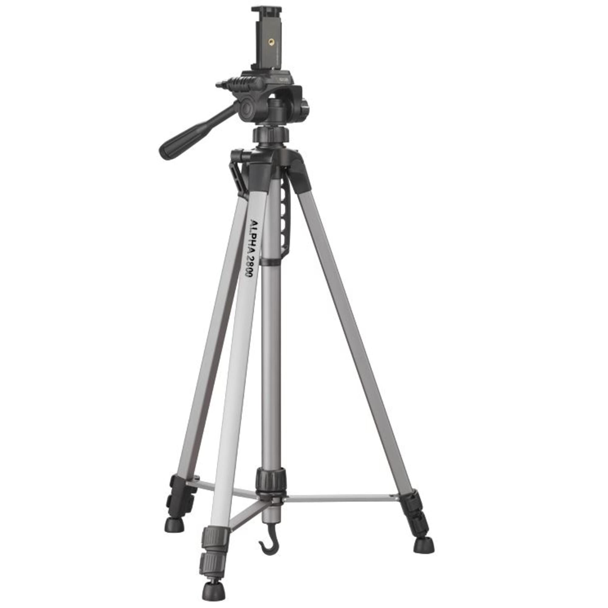 CULLMANN - 52129 - Alpha 2800 mobile tripod with smartphone holder - 184 - 5 cm height - with 3-way head - 2 extensions - silver