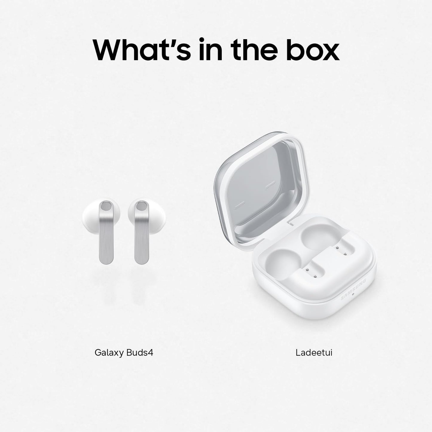 Samsung Galaxy Buds4, Wireless Bluetooth Headphones, 1-Way Speaker, Adaptive Noise Canceling, In-Ear Earphones with 360 Audio, AI Agent with Voice Control, White - SM-R540