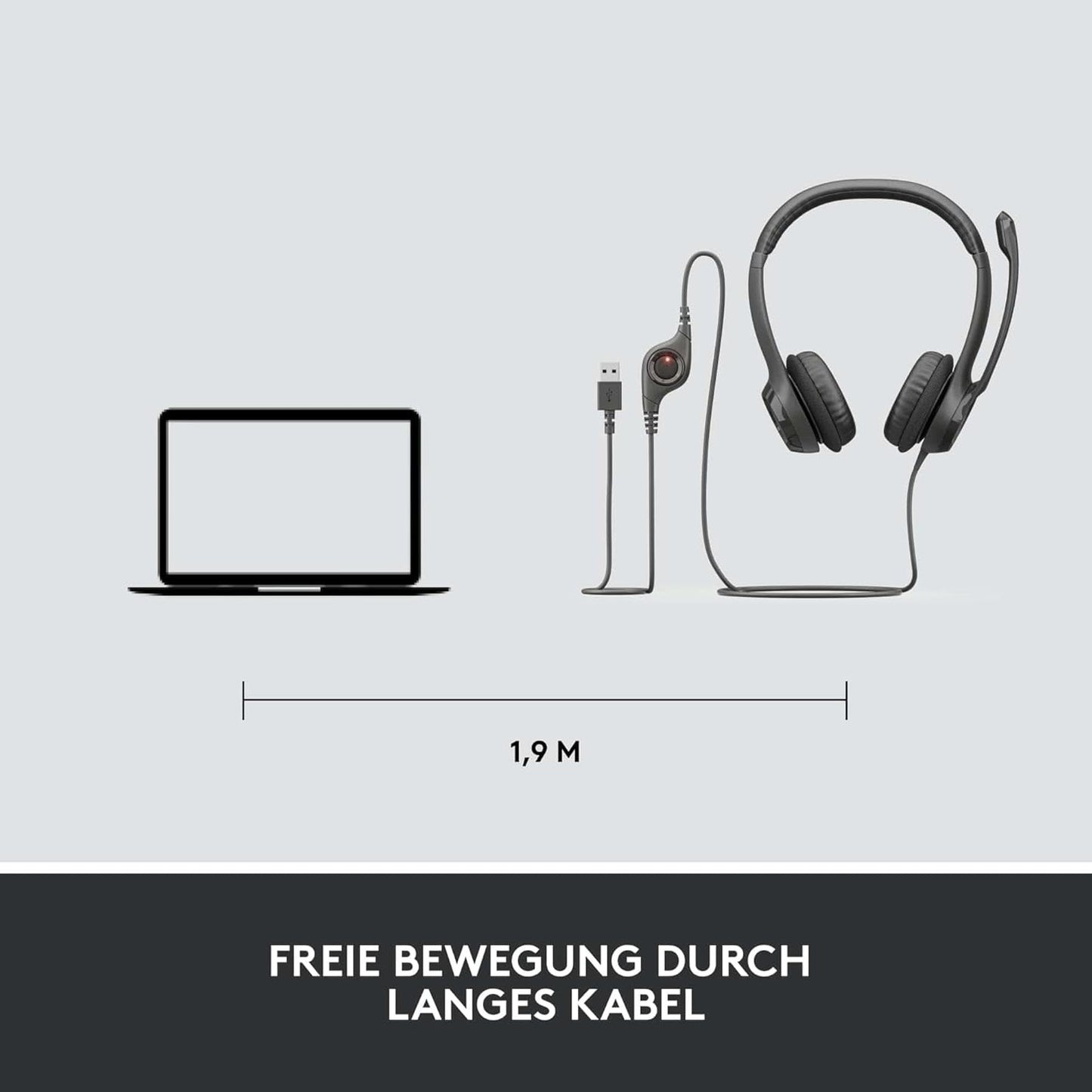 Logitech H390 Wired Headphones for PC/Laptop, Stereo Headphones with USB-A Noise Canceling Microphone, Inline Controls, Chromebook Compatible - Black - 981-000406