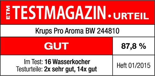 Krups BW2448 Fierbător de apă Pro Aroma | Capacitate de 1,6 L | 2.400 W | Comutator de pornire/oprire iluminat | Filtru anti-calcar | Negru