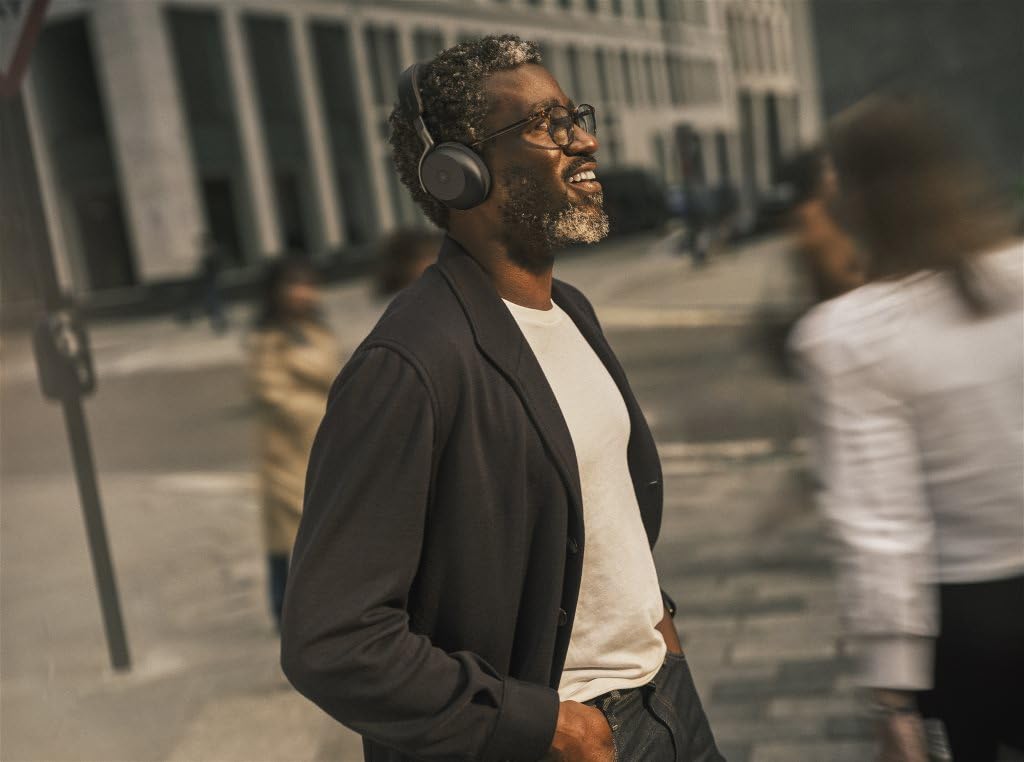 Jabra Evolve3 75 on-ear Bluetooth headset wireless with microphone for office, USB-A, AI voice call, advanced active noise cancellation, 22h battery, for online meeting apps, black - 37599-989-999