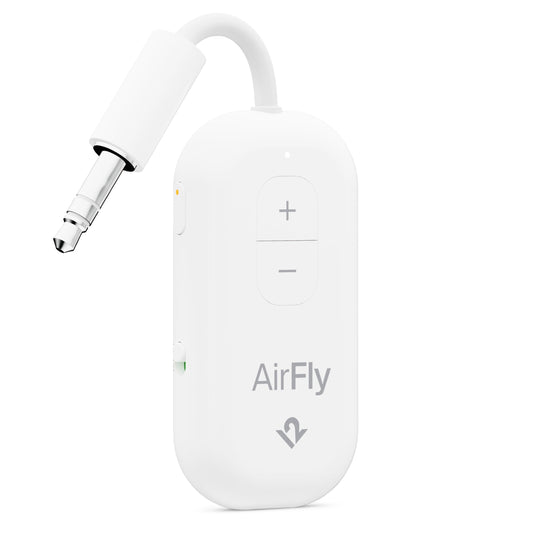 AirFly Pro 2 - Airplane Bluetooth Adapter Pairing 2 AirPods or Wireless Headphones - 3.5mm AUX Bluetooth Transmitter and Receiver for Cars, Boats, Treadmills, TVs and More - TS-2411