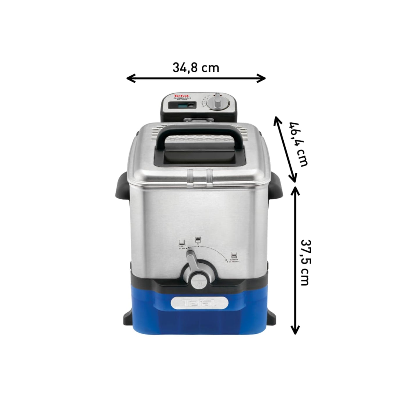 Tefal Oleoclean Pro deep fryer 3.5L for crispy fries, 2300W stainless steel deep fryer with oil filtering, removable oil container 1.2kg, timer & thermostat, dishwasher safe, black/stainless steel - SERIE