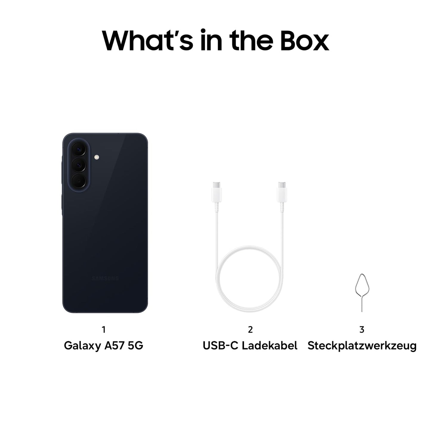 Samsung Galaxy A57 5G, Slim AI smartphone, Awesome Intelligence, 128 GB storage space, 50 MP wide-angle camera, Up to 2 days battery life, IP68, Awesome Navy, 2.5 year manufacturer's warranty