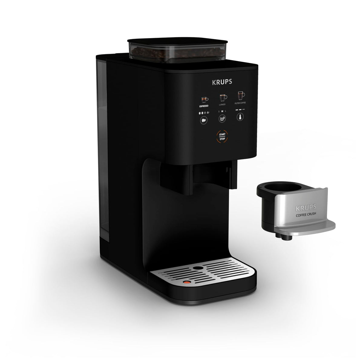 KRUPS Coffee Crush Extra aparat de cafea complet, doar 15 cm lățime, Negru - SA4028E0