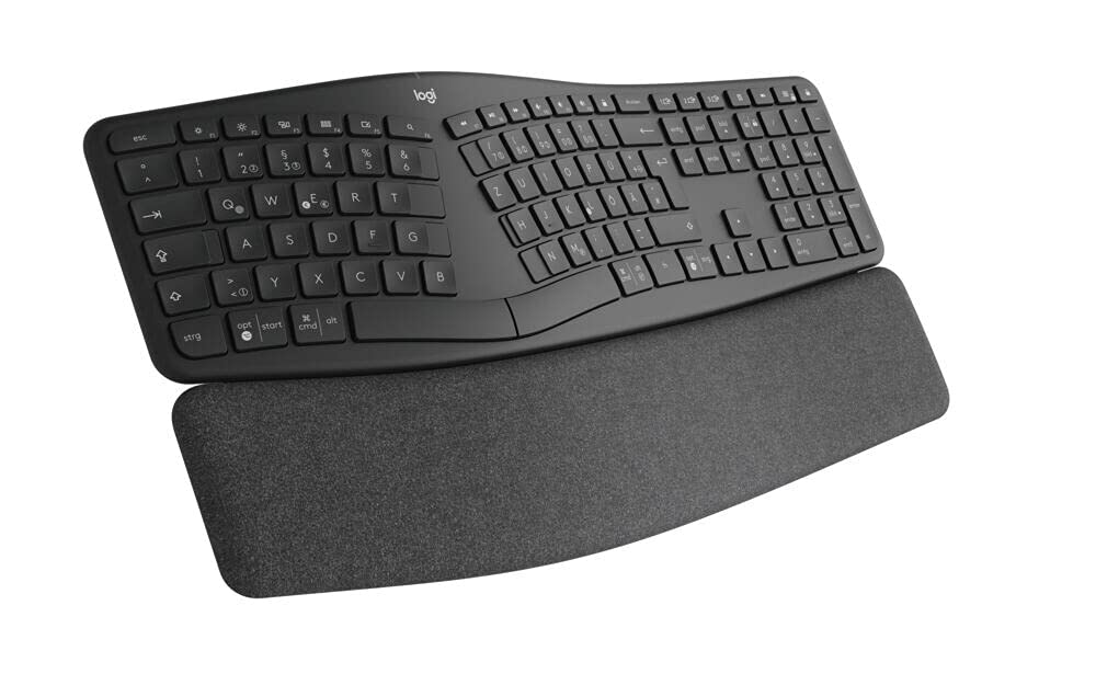 Logitech ERGO K860 Wireless Ergonomic Keyboard - Split Keyboard, Wrist Rest, Natural Typing, Stain-Resistant Material, Bluetooth and USB Connection, for Windows/Mac - Graphite - 920-009167