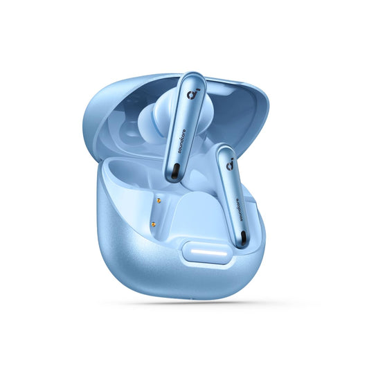 Soundcore by Anker Liberty 4 NC Wireless Earbuds with Noise Canceling, 98.5% Noise Canceling, Adaptive Noise Canceling for Ears and Surroundings (Light Blue) (Refurbished) - A3947