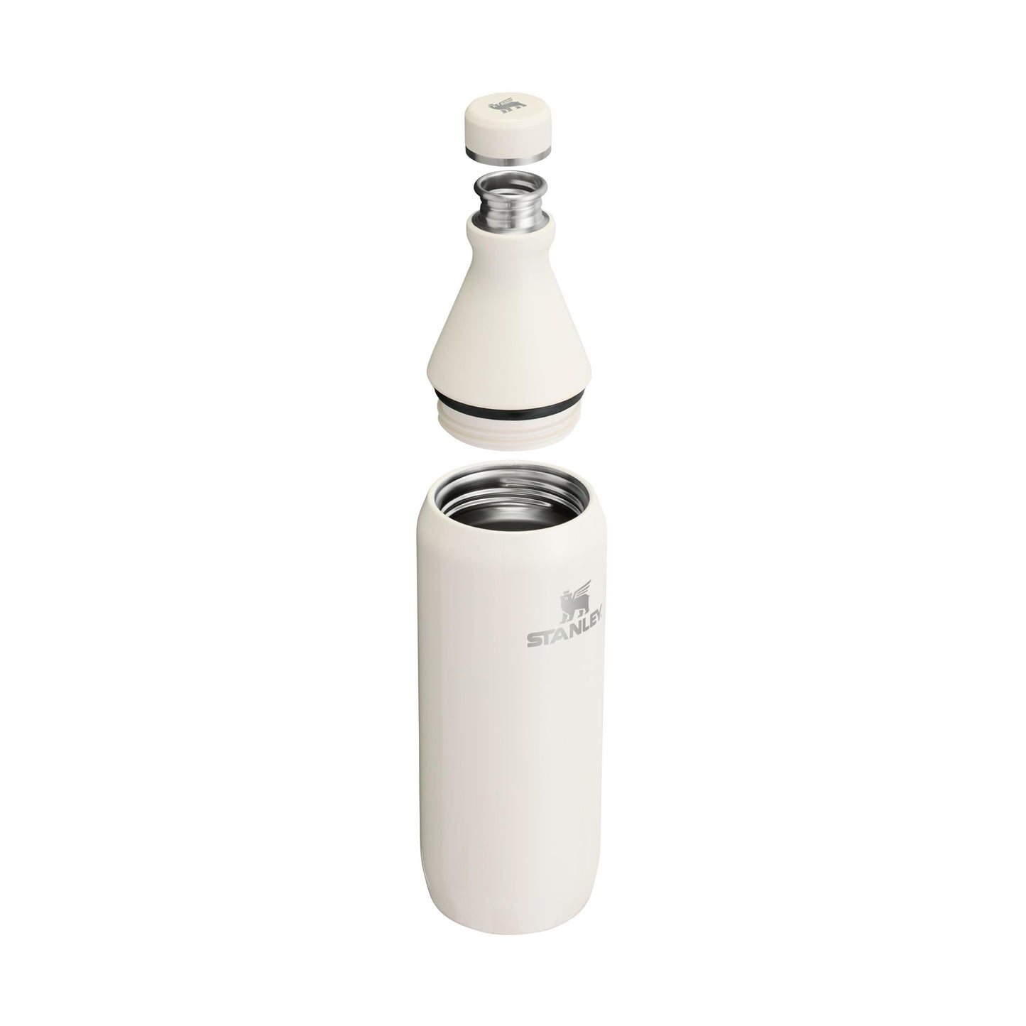 STANLEY 1913 All Day Slim Drinking Bottle Stainless Steel 0.6L - Thermos Bottle Cools 6 Hours - 11 Hours Ice-Cold - BPA-Free - Leak-Proof Water Bottle - Dishwasher Safe - Cream - 10-12069-022