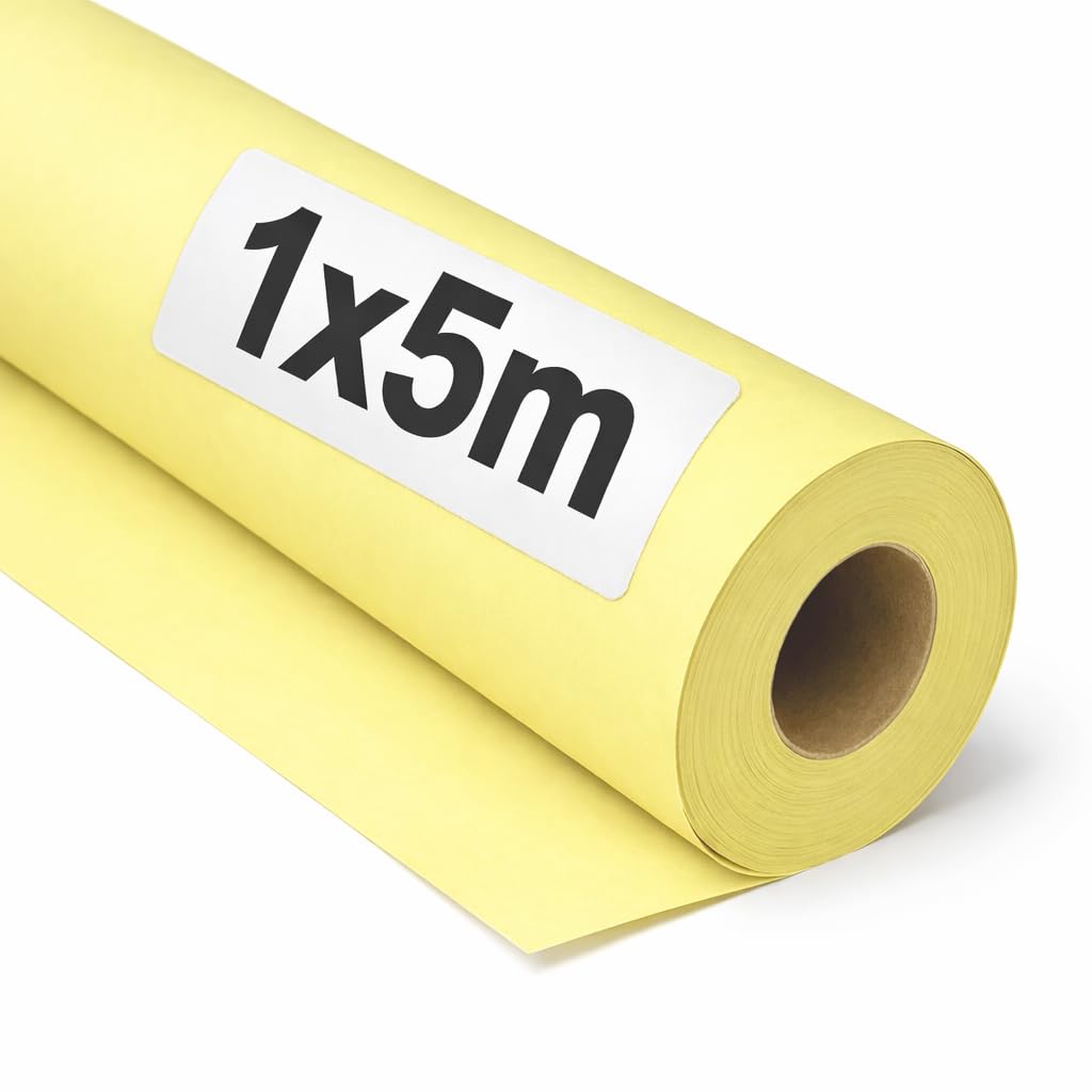 OFITURIA Kraft Paper Yellow Pastel - Roll 1 × 5 m - 6 Rolls - Wrapping Paper and Packaging Paper - Craft Paper for DIY, Decoration and Sewing Patterns - Tear-Resistant and Easy to Cut - COM620-parent2