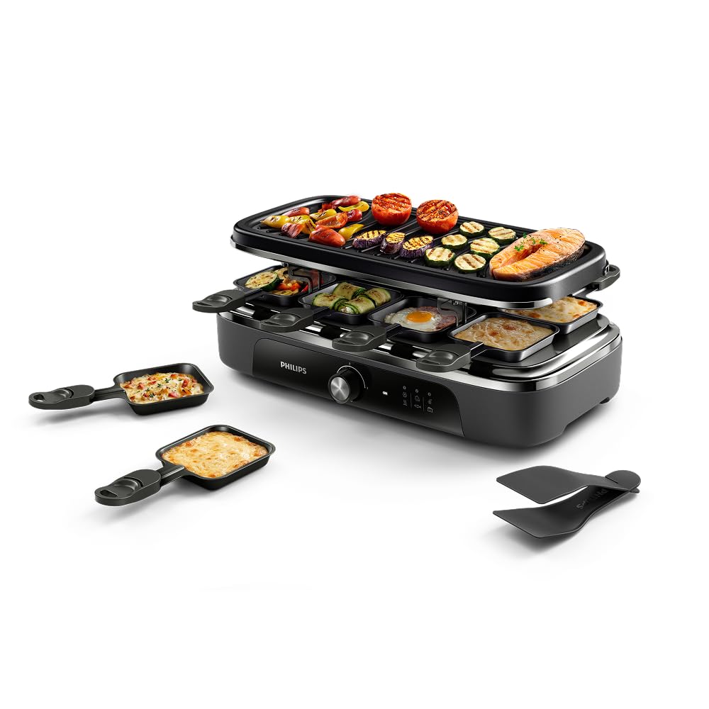 Grătar Raclette Philips 2-in-1 3000 Series, Control al temperaturii, 1400W - HD6412/95