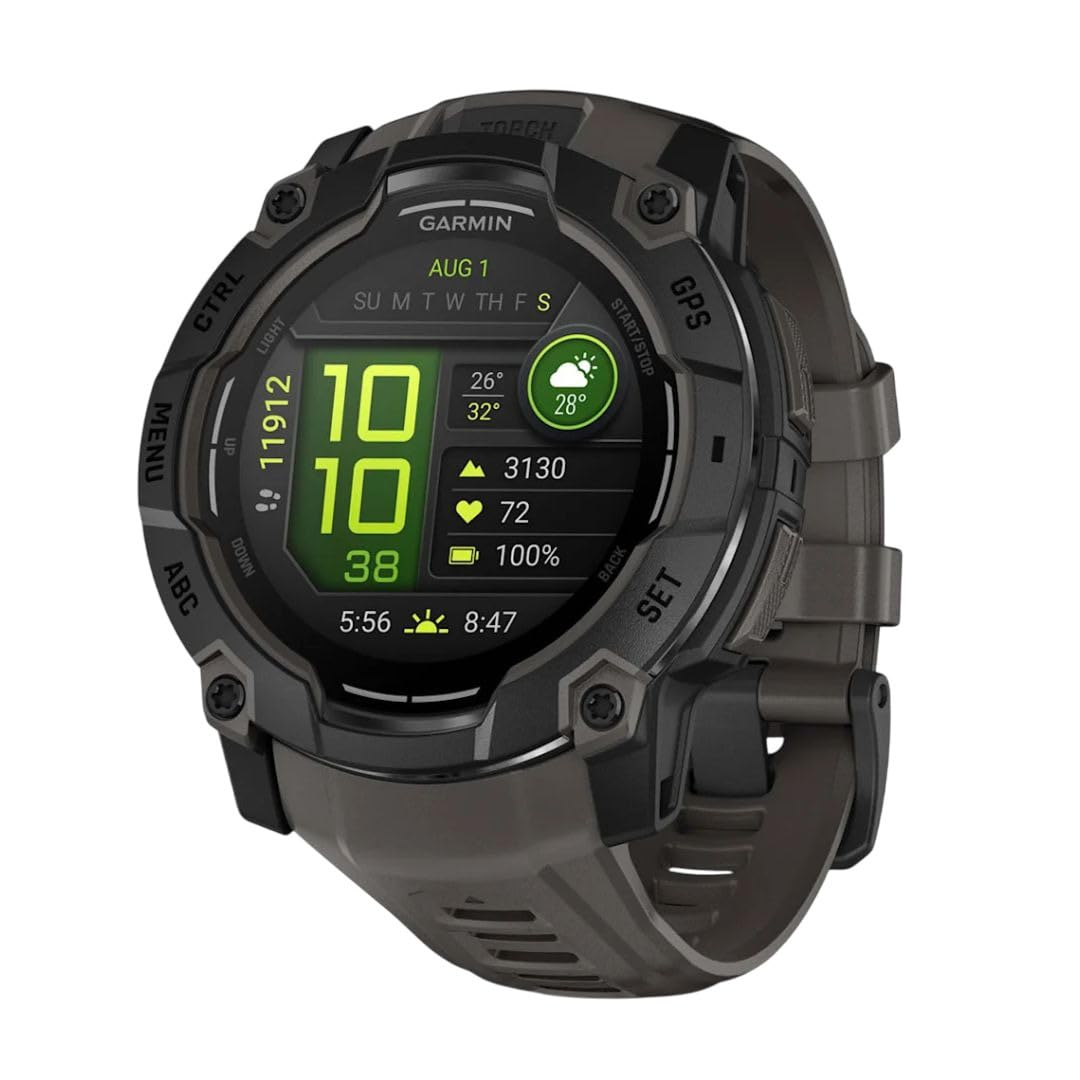 Garmin Instinct 3 50mm AMOLED – GPS Multisport Smartwatch, 1.3" AMOLED display, up to 24 days battery life, 80+ sport apps, health coach, multi-satellite reception, LED flashlight, notifications - 010-03020-00