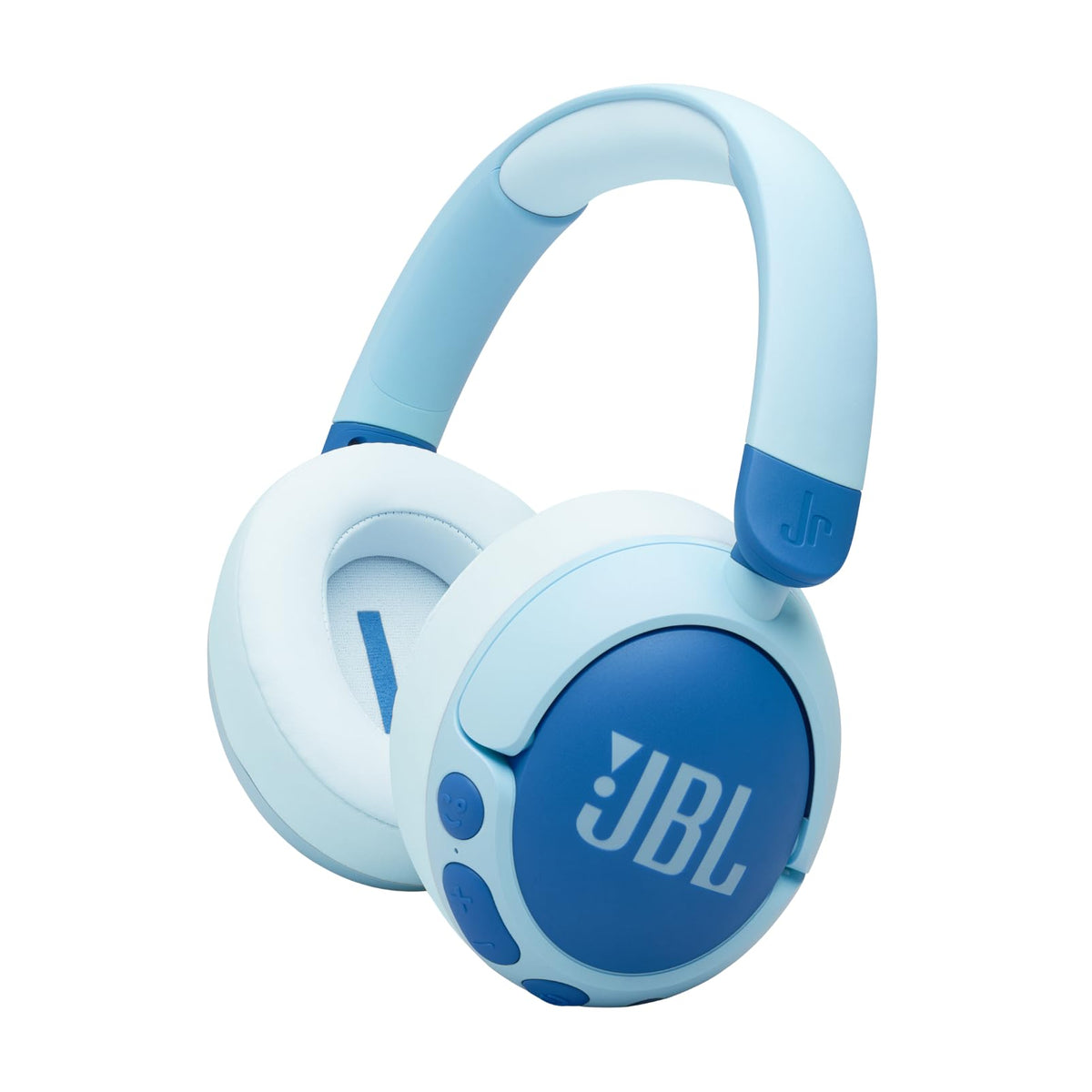 JBL Junior 470 NC, Wireless Over-Ear Bluetooth Headphones with Active Noise Cancelling for Kids, Microphone, 50 hours Playback, JBL Safe Sound, Low Volume, Easy Operation, and Stickers, Blue - JBLJR470NCBLU