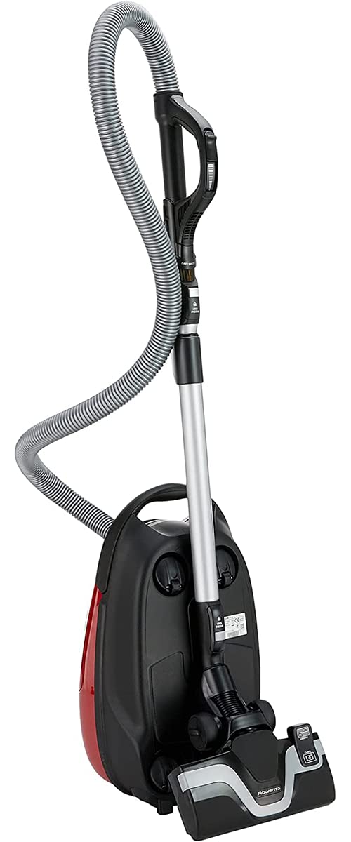Rowenta Silence Force Allergy+, bagged vacuum cleaner, 4.5 L dust bag capacity, extremely quiet, highly efficient floor nozzle, durable EffiTech motor, vacuum cleaner for pet hair, black-red, RO7473 - RO7473EA
