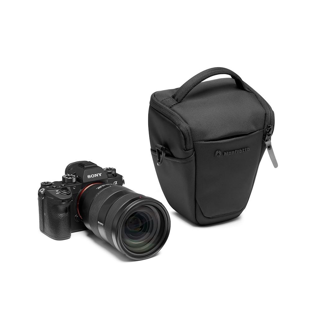 Manfrotto Advanced Holster S III, bag for mirrorless camera with lens, camera bag with tripod mount and rain cover, photography accessories - MF