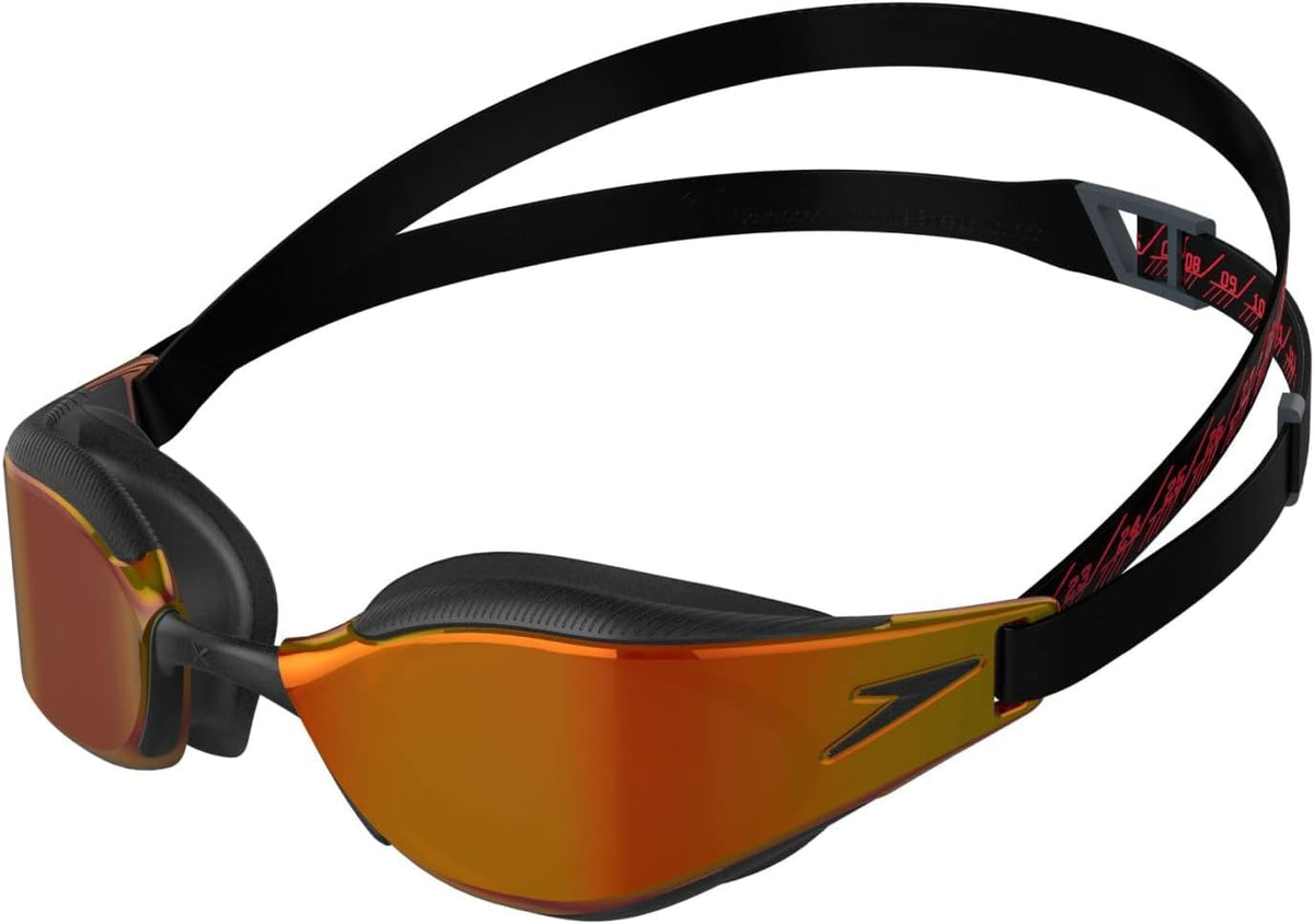 Speedo Unisex Adulți Fastskin Hyper Elite Ochelari de înot | Ochelari de înot pentru competiții | Performanță | Antrenament | Ochelari de înot hidrodinamici, Negru/Dragon Fire/Auriu, Mărime unică - 5053744613413
