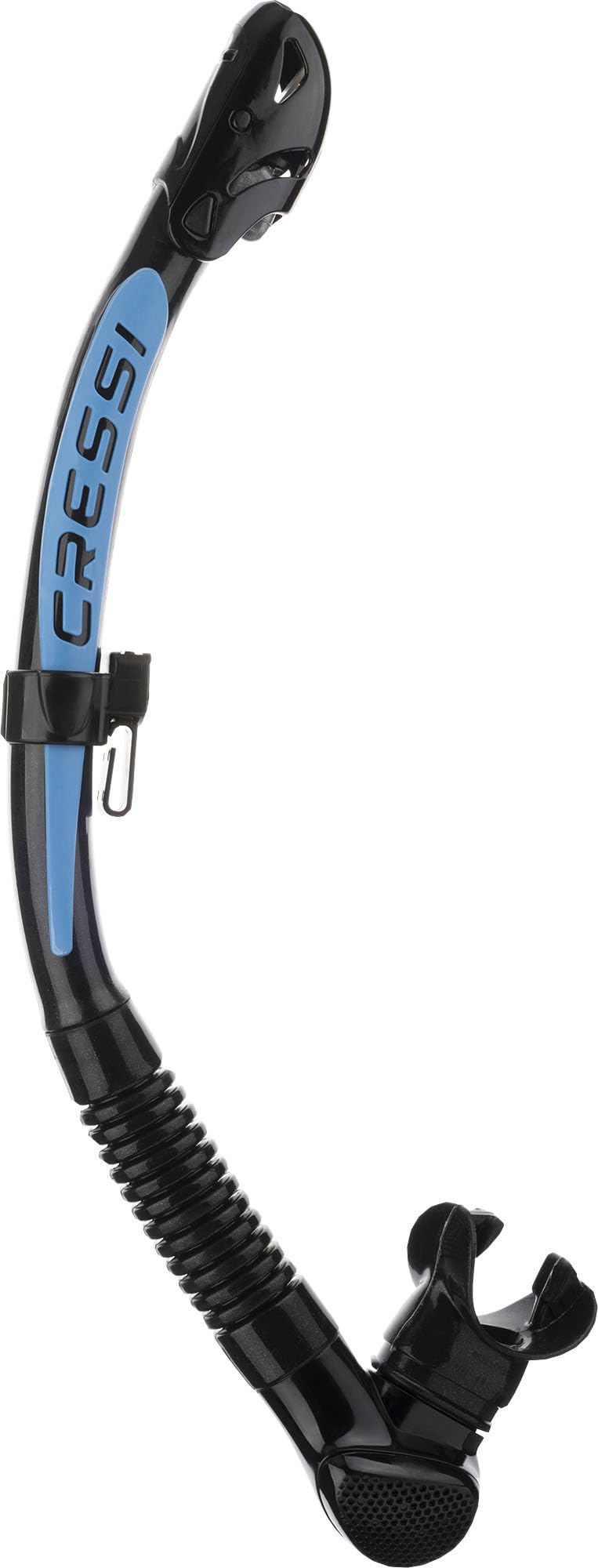 Cressi Alpha Ultra Dry Snorkel Black/Blue - Dry snorkel for diving, free diving and snorkeling, black/blue, one size unisex - ES258062