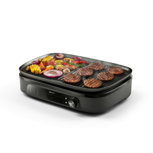 Philips table grill 3000 Series - Large grill surface, 2400 W rapid heating, 5 temperature settings, non-stick coating, easy to clean (HD6210/95) - ‎HD6210/95