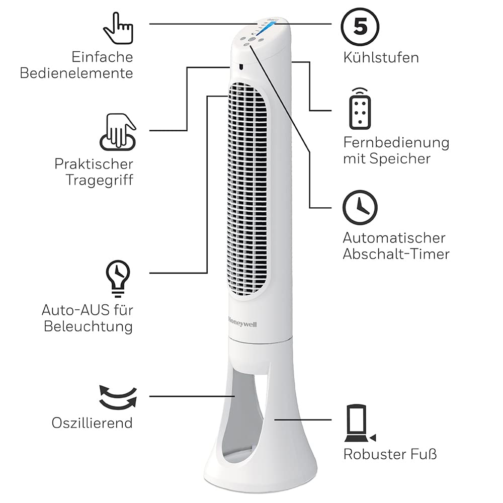 Honeywell QuietSet Oscillating Tower Fan White