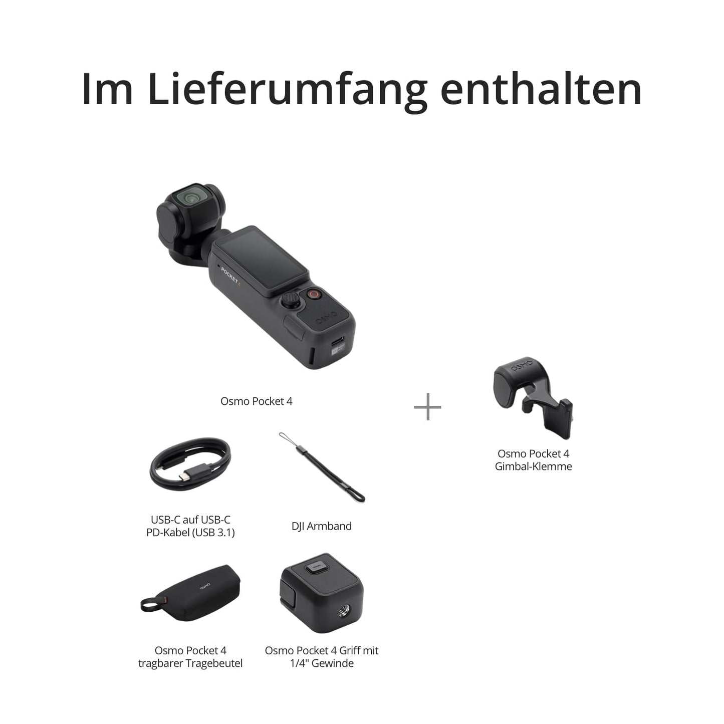 DJI Osmo Pocket 4 Standard Combo, Pocket Gimbal Vlog Camera, 1″ CMOS and 4K/240fps, 3-axis stabilization, 2× lossless zoom, 107GB built-in storage, video camera for photography - 6937224133099